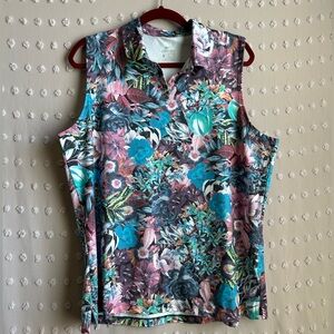 Nike Women’s Dri-Fit Sleeveless Golf Polo Sz XL Pink Purple Floral